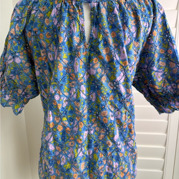 Jennife& Grace eyelet Floral ruffle trim short sleeve Top size M 100% cotton - Picture 5 of 9